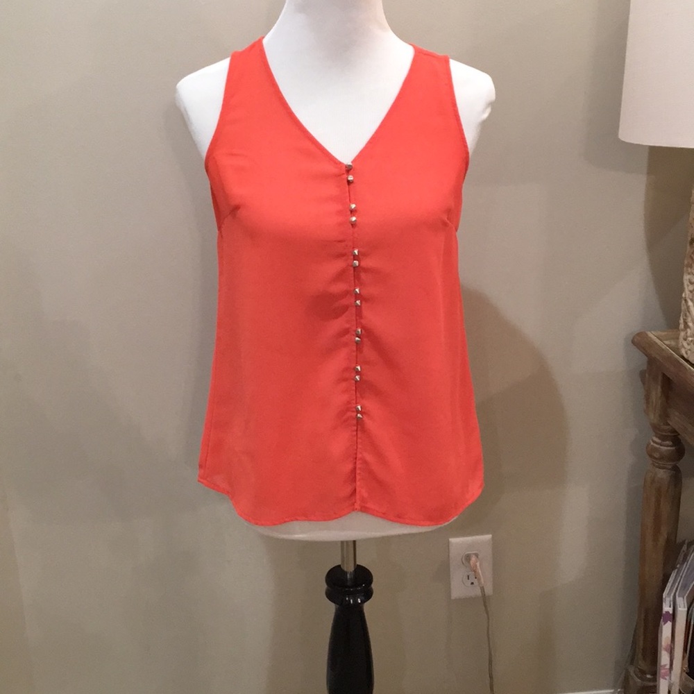 Orange V-neck blouse